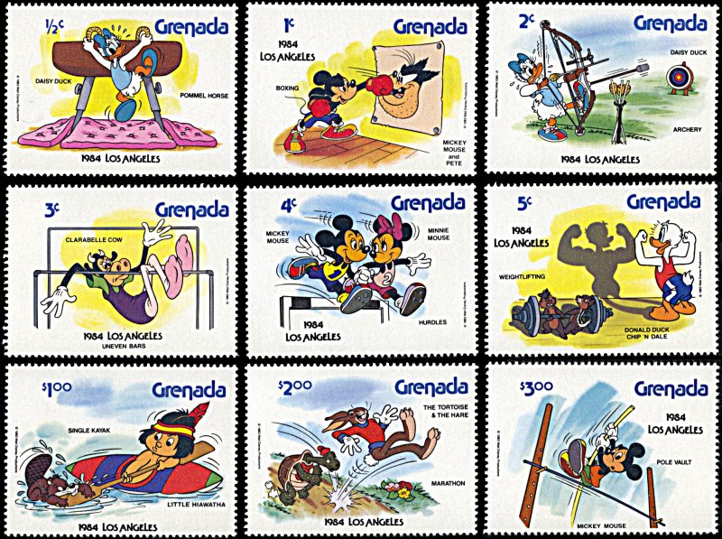 Grenada 1185-1193, MNH, Disney Los Angeles Olympics