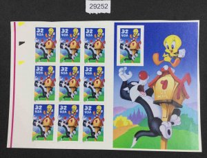 US STAMPS 1998  #3205 Sylvester & Tweety Sheet  32c PERF MINT OG NH LOT #29252