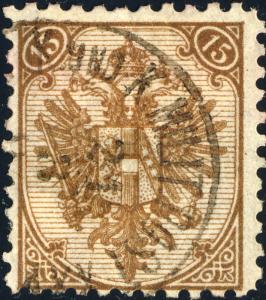 BOSNIE / BOSNIA / BOSNIEN 1879 Mi.6.I 15Kr brown (litho. pl.I) p.10-1/2 used