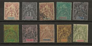 Diego Suarez 10 Different Used Fine to VF 1892-94 SCV $82.60 (jr)