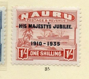 Nauru 1935 Early Issue Fine Mint Hinged 1S. Optd NW-165597