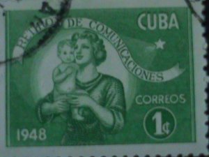 ​CUBA-1948- SC# 415 ERROR?? NO PERF BETWEEN-MOTHER & THE CHILD-CTO PAIR VF
