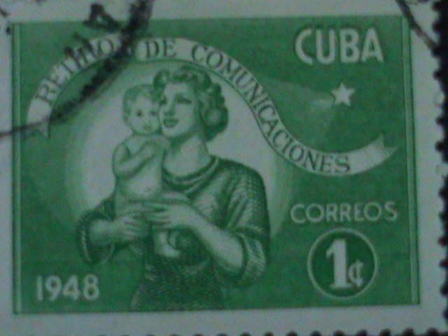 ​CUBA-1948- SC# 415 ERROR?? NO PERF BETWEEN-MOTHER & THE CHILD-CTO PAIR VF