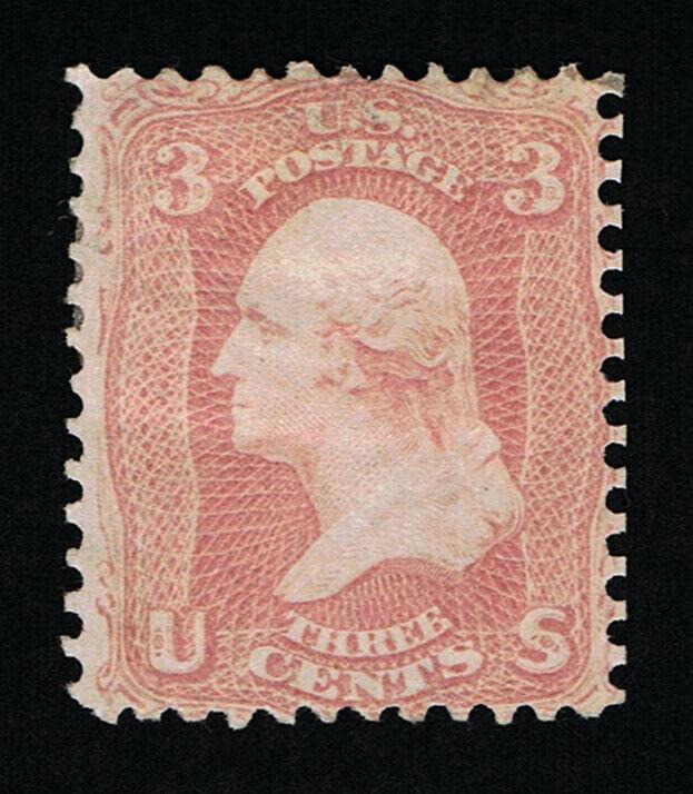 GENUINE SCOTT #64b F-VF MINT OG WEISS CERT 1861 ROSE PINK - GEORGE WASHINGTON