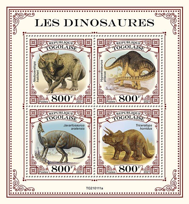 TOGO - 2021 - Dinosaurs - Perf 4v Sheet - Mint Never Hinged