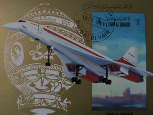 UMM AL QIWAIN -THE CONCORDE AIRPLANE & THE 1ST HOT BALLOON -IMPERF CTO S/S