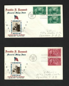 PH 10 F.D.C. Crosby Cachet F.D.R. Memorial Stamp  Issue 4 covers S.C.#930-933