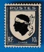 FRANCE SCOTT#562 1946 COAT OF ARMS - CORSE - MH