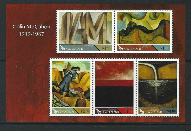 2019 NEW ZEALAND SG: U/A - COLIN McCAHON -  UNMOUNTED MINT MINI SHEET