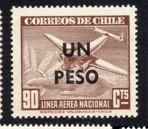 Chile 1920s-30s Airmail Issue Mint Hinged Shade 1P. Un Peso Surcharged NW-13524