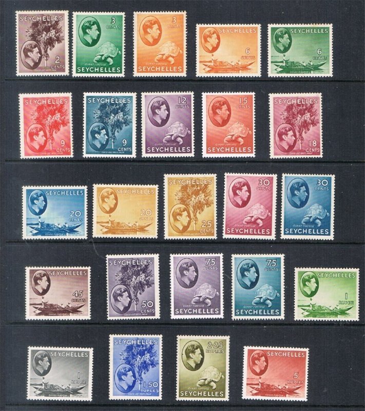 Scychelles 1932 KGVI SG 125-148 set of 24 MH