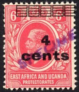 KUT SG64s KGV 4c on 6c Scarlet opt Specimen locally U/M (creased) Cat 65++ poun