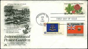 US FDC #2014 with Canada Add-on Artcraft Cachet Dunseith, ND