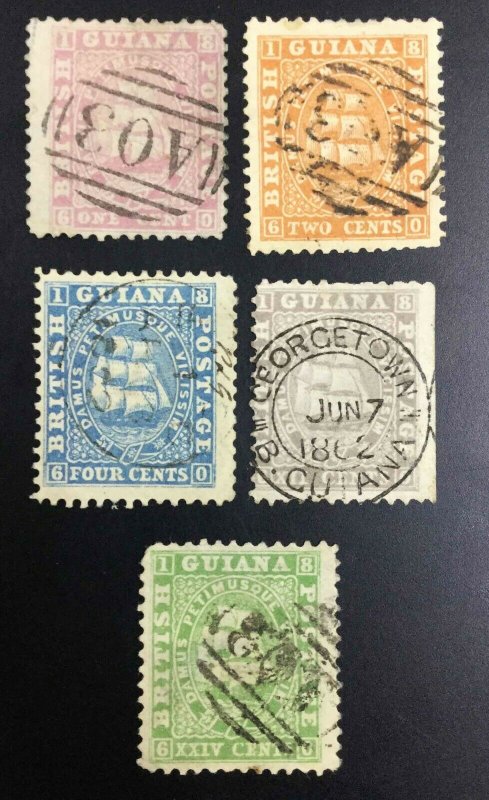 MOMEN: BRITISH GUIANA SG #29-30,33,37,39 USED £535 LOT #63223