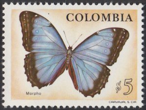 Colombia 1976 MNH Sc #843 5p Morpho Butterflies