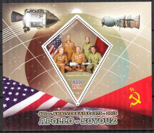 Madagascar 2015 Space 40 Years of Apollo - Soyuz S/S MNH