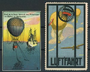 Air Balloon Aviation Cinderella Stamps Labels Graf de la Vaux Luftfahrt