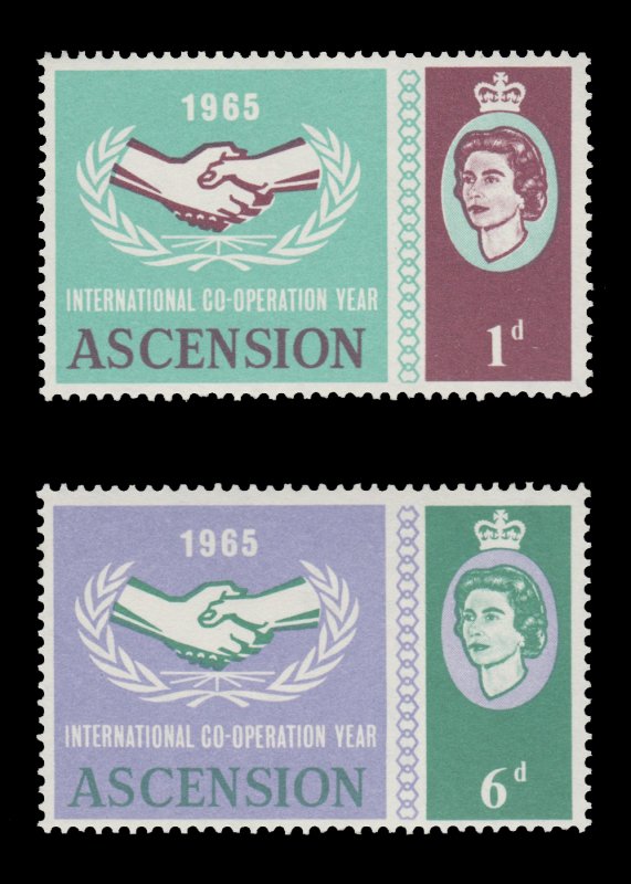 ASCENSION ISLAND 1965. SCOTT # 94 - 95. UNUSED SET.