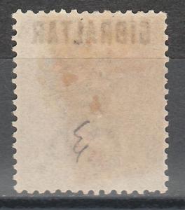 GIBRALTAR 1886 QV OVERPRINTED 2D  PART GUM