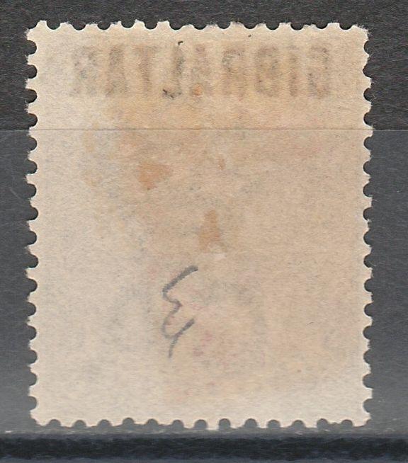 GIBRALTAR 1886 QV OVERPRINTED 2D  PART GUM