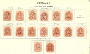 HUNGARY 15 DIFFERENT POSTAGE DUE