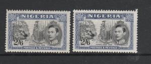 Nigeria 1938/51 2/6 both listed shades, Blue & deep blue MM SG 58a & 58ab