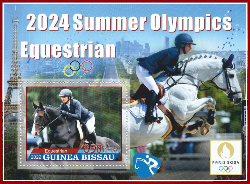 Stamps. Olympic games  2024 in Paris. Equestrian 2022 6 sheets perforated