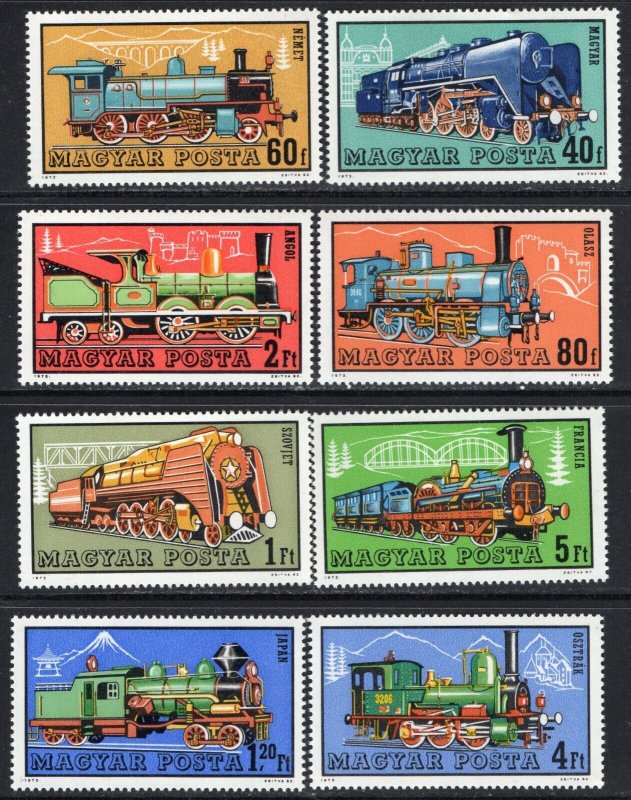 Thematic stamps HUNGARY 1972 STEAM LOCOS 2647/54 mint