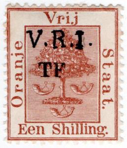 (I.B) Orange River Colony Telegraphs : 1/- Red-Brown (VRI)