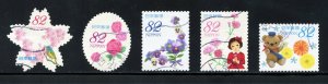 Japan 3785 a-e Used, Flowers ( 82 Yen) Set from 2015.