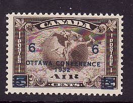 Canada-Sc#C4-unused NH 6c on 5c olive brown air mail-Maps-id120-1932-