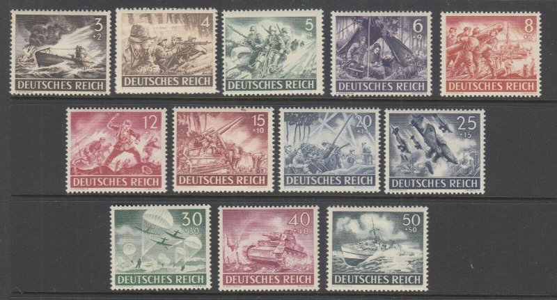 Germany Sc B218-B229 MNH. 1943 Army & Hero Day Semi-Postals, complete set, tiny