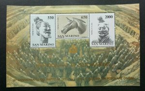 San Marino Chinese Art 1986 Ancient Terracotta Heritage Horse 中国兵马俑 (ms) MNH