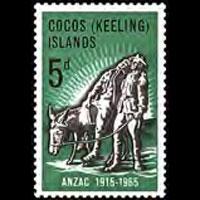 COCOS IS. 1965 - Scott# 7 ANZAC-Donkey Set of 1 NH
