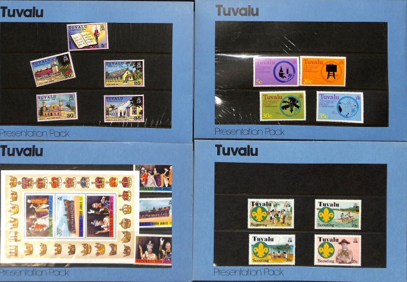 Tuvalu Post Office Presentation Packs, 21 Different, #38-150, 1970-1981 Mint NH