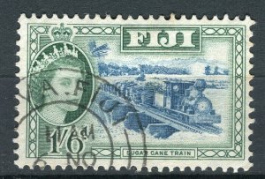 FIJI; 1954 early QEII issue fine used 1s. 6d. value, fair Postmark