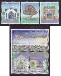 New Zealand-Sc#1126-32- id8-unused NH set-Christmas-Santa-1992-