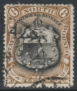 North Borneo Scott 84 - SG101, 1897 Arms 6c cds used