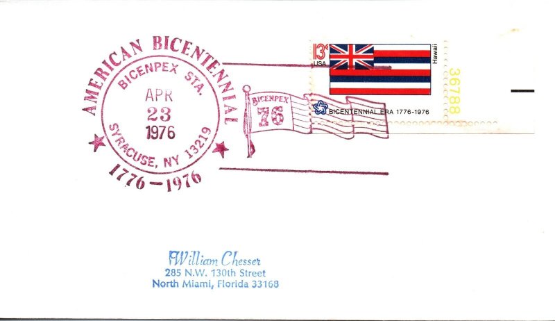 US SPECIAL EVENT CANCEL AMERICAN BICENTENNIAL BICENPEX STATION SYRACUSE NY 1976