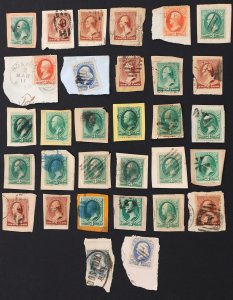 U.S. Used Stamp Scott #156/183 1c/3c Large Banknotes Lot of 31 (on piece)