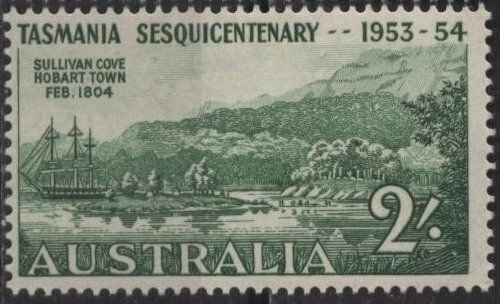 Australia 265 (mh, thin) 2sh Sullivan Cove, Hobart, grn (1953)