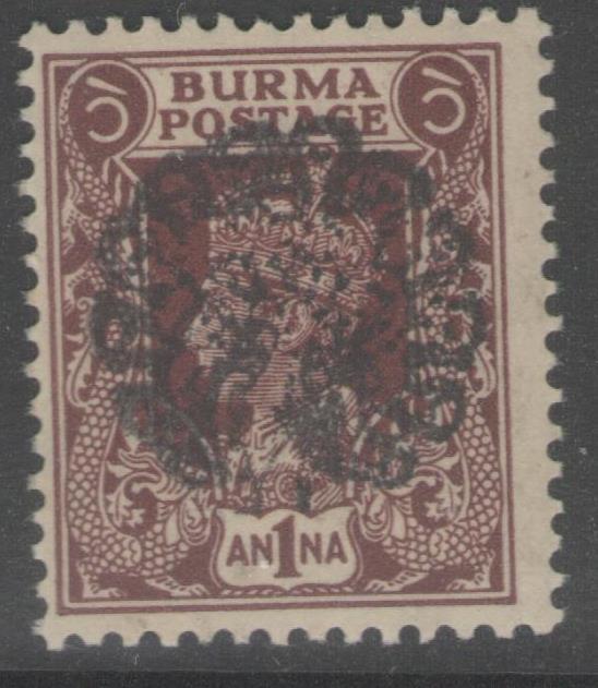 BURMA-JAP.OCC SGJ19b 1942 1a PURPLE-BROWN MTD MINT