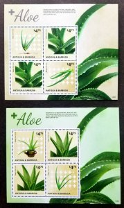 *FREE SHIP Antigua & Barbuda Medicinal Plant 2014 Aloe Flora (ms pair) MNH