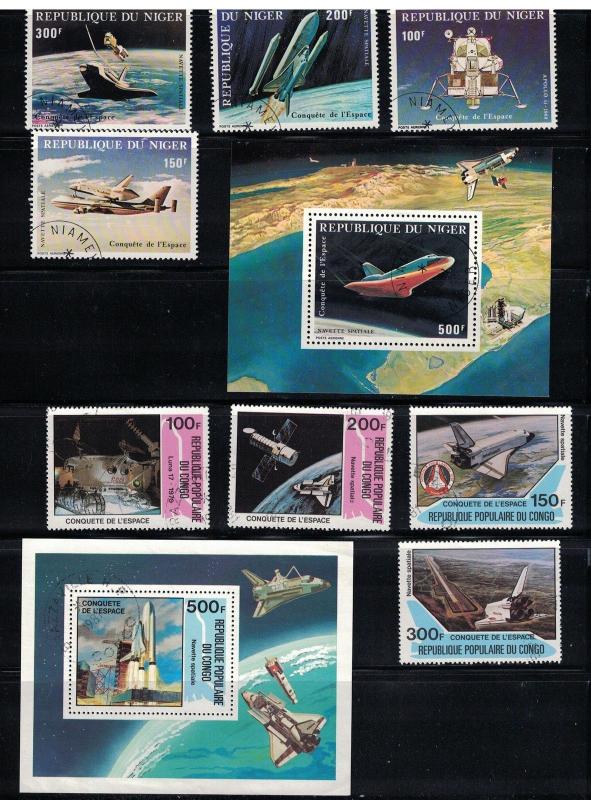 6 Different  Hinged Cancelled  Topical Space Sets   #02 SPACE