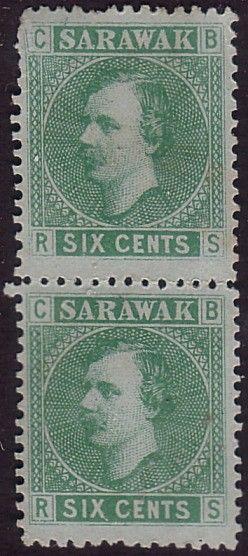 SARAWAK 1875 6c SG5 mint pair with gum.....................................36350