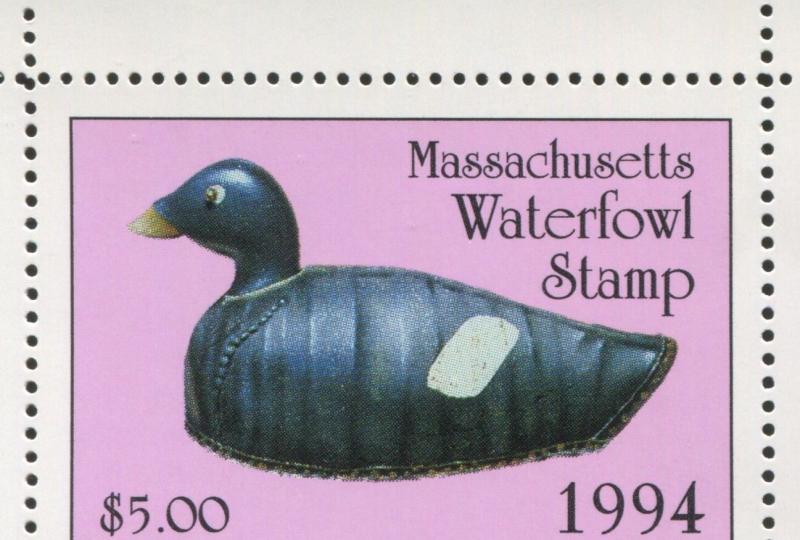 MASSACHUSETTS #21 1994 STATE DUCK WHITE WINGED SCOTER DECOY by Clarance Bailey
