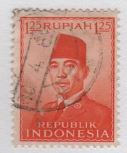 Indonesia 1951 Scott 388 used - 1.25r, President Sukarno 