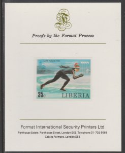 LIBERIA 1980 LAKE PLACID OLYMPICS  imperf proof mounted on Format Int Proof Card
