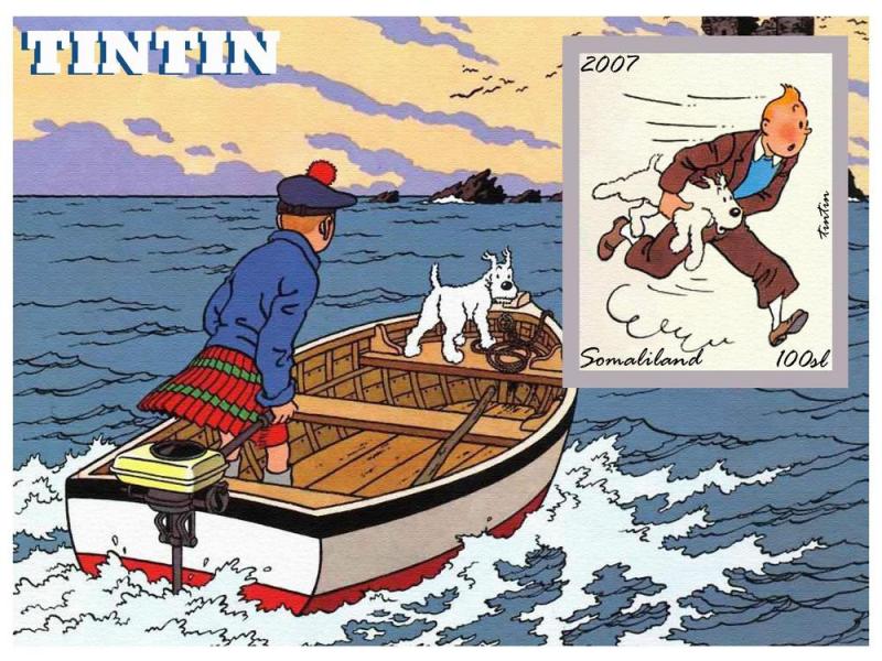 SOMALILAND SHEET IMPERF ANIMATION TINTIN