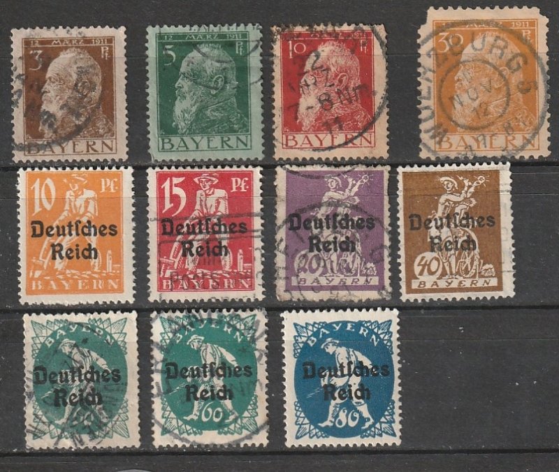 #77-9,82,257-59,261,263,265 Germany Bavaria Used & Mint OGH